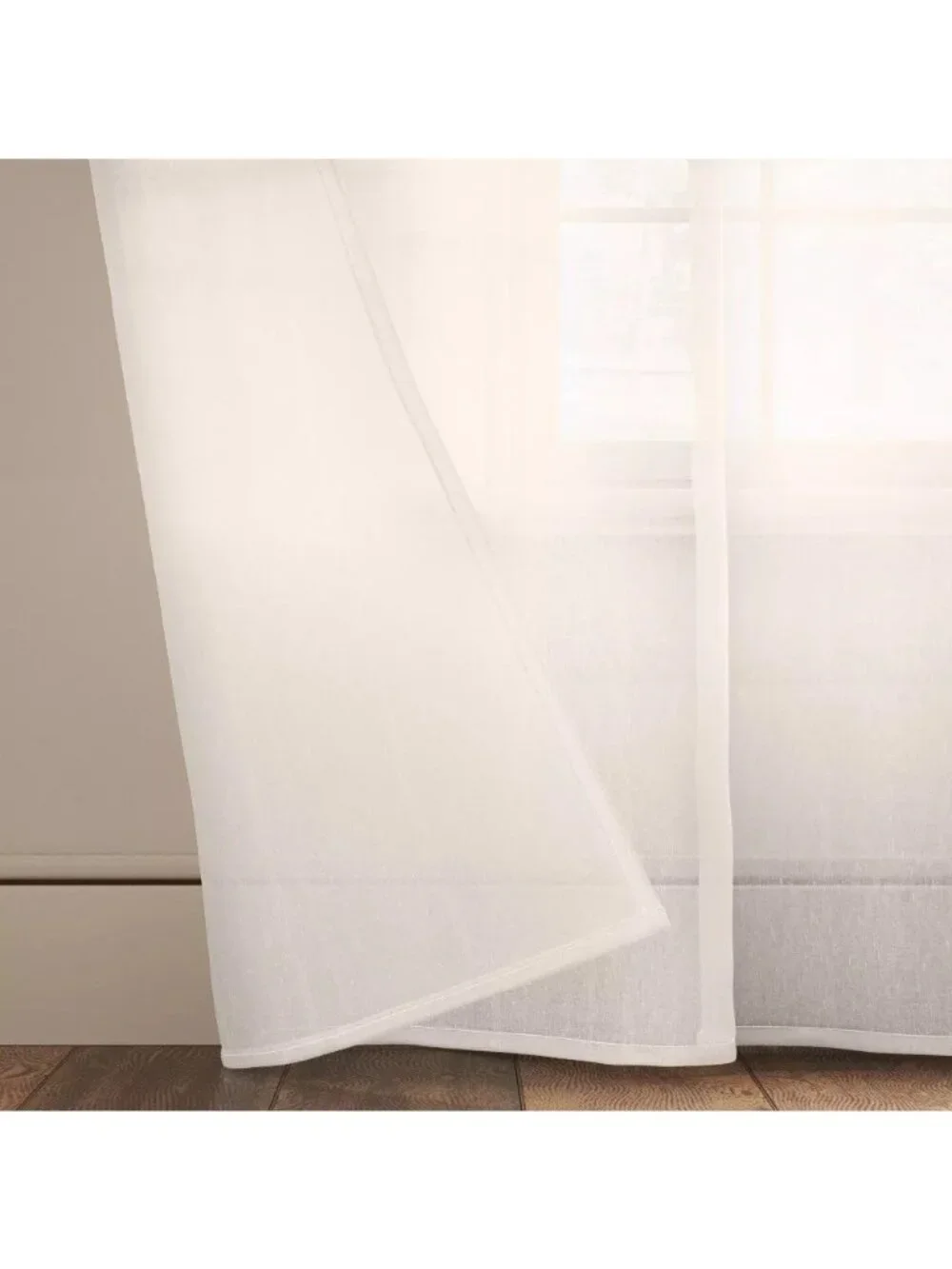 Threshold Light Filtering Textural Sheer Ivory Rod Pocket Single Curtain Panel